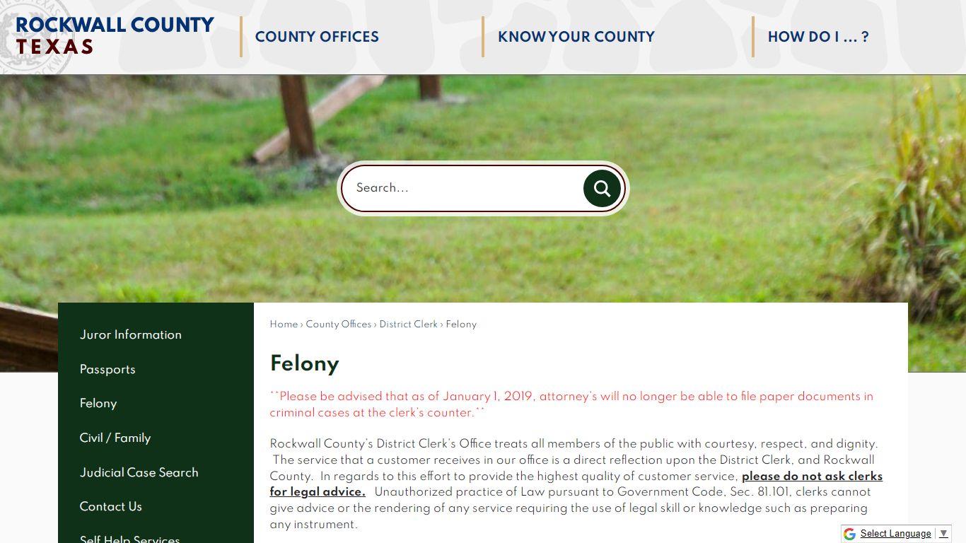 Felony | Rockwall County-Official Website